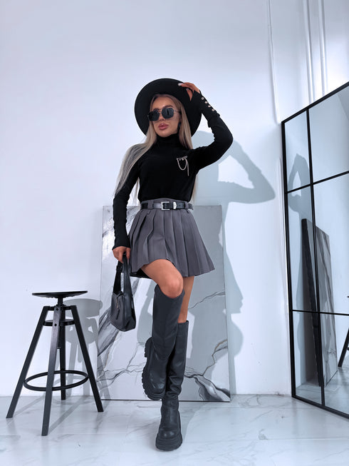 Blouse with snap buttons "CHANCE W2411" - BLACK